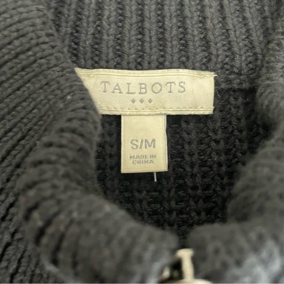Talbots Black Sweater Cape Poncho Zip Up Size Small Medium S/M - Picture 2 of 12